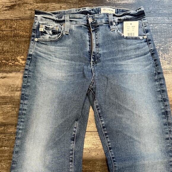 AG Jeans Womens Size 32 Farrah Mid Rise Crop Bootcut Blue Denim Frayed Hem NEW - Picture 3 of 16